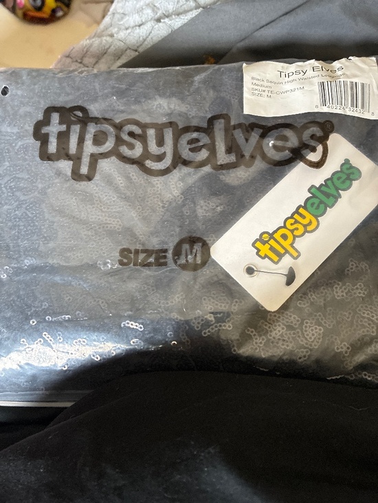 Tipsy Elves Pants - Black sequin high waisted leggings